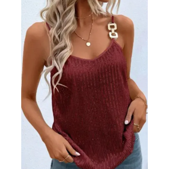 Sequined Split-Joint Loose Sleeveless Spaghetti-Neck Vest Top Sequined Split-Joint Loose Sleeveless Spaghetti-Neck Vest Top