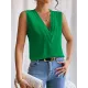 Layered Solid Color Loose Sleeveless V-Neck Vest Top Layered Solid Color Loose Sleeveless V-Neck Vest Top