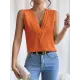 Layered Solid Color Loose Sleeveless V-Neck Vest Top Layered Solid Color Loose Sleeveless V-Neck Vest Top