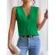 Layered Solid Color Loose Sleeveless V-Neck Vest Top Layered Solid Color Loose Sleeveless V-Neck Vest Top
