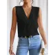 Layered Solid Color Loose Sleeveless V-Neck Vest Top Layered Solid Color Loose Sleeveless V-Neck Vest Top