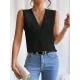 Layered Solid Color Loose Sleeveless V-Neck Vest Top Layered Solid Color Loose Sleeveless V-Neck Vest Top