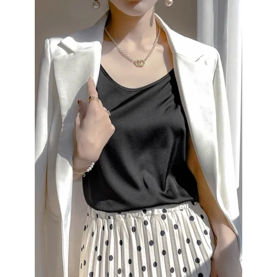 Solid Color Loose Sleeveless Round-Neck Vest Top Solid Color Loose Sleeveless Round-Neck Vest Top