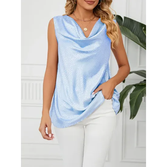 Solid Color Split-Joint Loose Sleeveless V-neck Vest Top