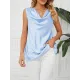 Solid Color Split-Joint Loose Sleeveless V-neck Vest Top