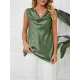 Solid Color Split-Joint Loose Sleeveless V-neck Vest Top