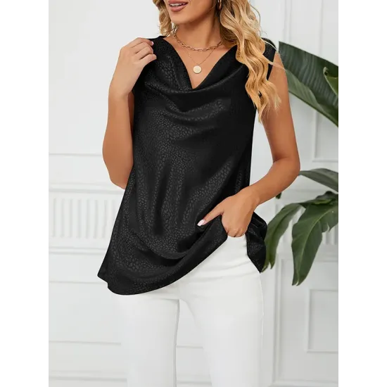 Solid Color Split-Joint Loose Sleeveless V-neck Vest Top