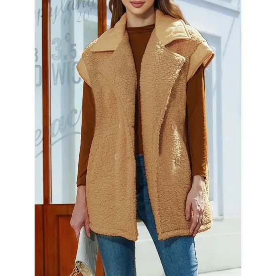 Split-Joint Velvet Loose Sleeveless Lapel Vest Top Split-Joint Velvet Loose Sleeveless Lapel Vest Top