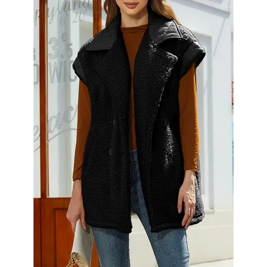 Split-Joint Velvet Loose Sleeveless Lapel Vest Top Split-Joint Velvet Loose Sleeveless Lapel Vest Top