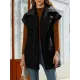 Split-Joint Velvet Loose Sleeveless Lapel Vest Top Split-Joint Velvet Loose Sleeveless Lapel Vest Top