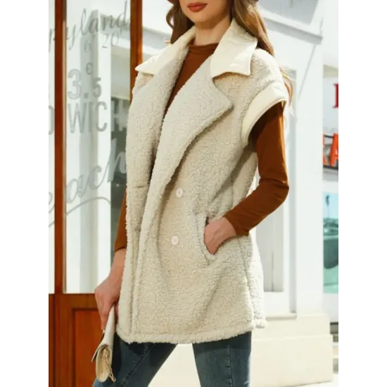 Split-Joint Velvet Loose Sleeveless Lapel Vest Top Split-Joint Velvet Loose Sleeveless Lapel Vest Top