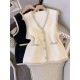 Buttoned Loose Sleeveless V-Neck Vest Outerwear Buttoned Loose Sleeveless V-Neck Vest Outerwear