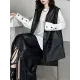 Buttoned Pockets Solid Color Loose Sleeveless V-neck Vest Outerwear Buttoned Pockets Solid Color Loose Sleeveless V-neck Vest Outerwear