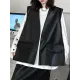 Buttoned Pockets Solid Color Loose Sleeveless V-neck Vest Outerwear Buttoned Pockets Solid Color Loose Sleeveless V-neck Vest Outerwear