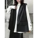 Buttoned Pockets Solid Color Loose Sleeveless V-neck Vest Outerwear Buttoned Pockets Solid Color Loose Sleeveless V-neck Vest Outerwear