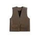 Buttoned Pockets Solid Color Loose Sleeveless V-neck Vest Outerwear Buttoned Pockets Solid Color Loose Sleeveless V-neck Vest Outerwear