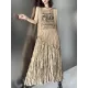 Asymmetric Letter Print Pleated Loose Sleeveless Round-Neck Vest Top Asymmetric Letter Print Pleated Loose Sleeveless Round-Neck Vest Top