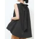 Lace-Up Pleated Solid Color Split-Joint Streamer High-low Loose Stand Collar Vest Top Lace-Up Pleated Solid Color Split-Joint Streamer High-low Loose Stand Collar Vest Top