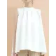 Lace-Up Pleated Solid Color Split-Joint Streamer High-low Loose Stand Collar Vest Top Lace-Up Pleated Solid Color Split-Joint Streamer High-low Loose Stand Collar Vest Top