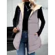 Loose Sleeveless Pockets Quilted Reversible Zipper Hooded Padded Vest Vest Outerwear