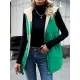 Loose Sleeveless Pockets Quilted Reversible Zipper Hooded Padded Vest Vest Outerwear