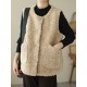 Buttoned Pockets Loose Sleeveless Round-Neck Vest Outerwear Buttoned Pockets Loose Sleeveless Round-Neck Vest Outerwear