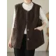Buttoned Pockets Loose Sleeveless Round-Neck Vest Outerwear Buttoned Pockets Loose Sleeveless Round-Neck Vest Outerwear