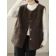 Buttoned Pockets Loose Sleeveless Round-Neck Vest Outerwear Buttoned Pockets Loose Sleeveless Round-Neck Vest Outerwear