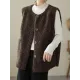 Buttoned Pockets Loose Sleeveless Round-Neck Vest Outerwear Buttoned Pockets Loose Sleeveless Round-Neck Vest Outerwear