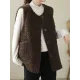 Buttoned Pockets Loose Sleeveless Round-Neck Vest Outerwear Buttoned Pockets Loose Sleeveless Round-Neck Vest Outerwear
