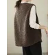 Buttoned Pockets Loose Sleeveless Round-Neck Vest Outerwear Buttoned Pockets Loose Sleeveless Round-Neck Vest Outerwear