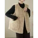 Buttoned Pockets Loose Sleeveless Round-Neck Vest Outerwear Buttoned Pockets Loose Sleeveless Round-Neck Vest Outerwear