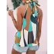 Pleated Printed Loose Sleeveless Halter-Neck Vest Top Pleated Printed Loose Sleeveless Halter-Neck Vest Top