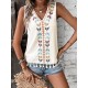 Embroidered Tasseled Loose Sleeveless V-Neck Vest Top Embroidered Tasseled Loose Sleeveless V-Neck Vest Top