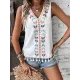 Embroidered Tasseled Loose Sleeveless V-Neck Vest Top Embroidered Tasseled Loose Sleeveless V-Neck Vest Top
