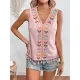 Embroidered Tasseled Loose Sleeveless V-Neck Vest Top Embroidered Tasseled Loose Sleeveless V-Neck Vest Top