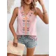 Embroidered Tasseled Loose Sleeveless V-Neck Vest Top Embroidered Tasseled Loose Sleeveless V-Neck Vest Top