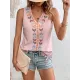 Embroidered Tasseled Loose Sleeveless V-Neck Vest Top Embroidered Tasseled Loose Sleeveless V-Neck Vest Top
