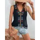 Embroidered Tasseled Loose Sleeveless V-Neck Vest Top Embroidered Tasseled Loose Sleeveless V-Neck Vest Top