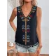 Embroidered Tasseled Loose Sleeveless V-Neck Vest Top Embroidered Tasseled Loose Sleeveless V-Neck Vest Top