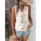 Embroidered Tasseled Loose Sleeveless V-Neck Vest Top Embroidered Tasseled Loose Sleeveless V-Neck Vest Top