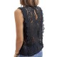 Original Lace Embroidered Solid Color Falbala Vest Top Original Lace Embroidered Solid Color Falbala Vest Top