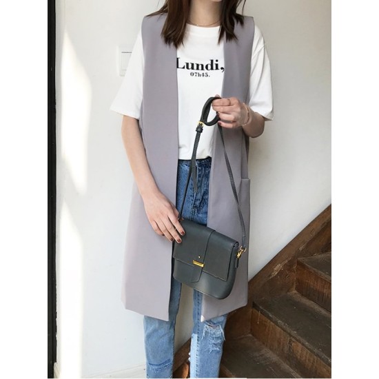 Casual Loose Long Split-Joint Sleeveless Vest Casual Loose Long Split-Joint Sleeveless Vest