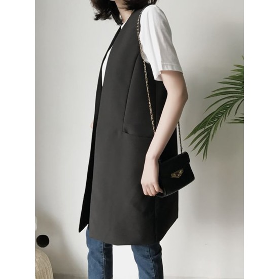 Casual Loose Long Split-Joint Sleeveless Vest Casual Loose Long Split-Joint Sleeveless Vest