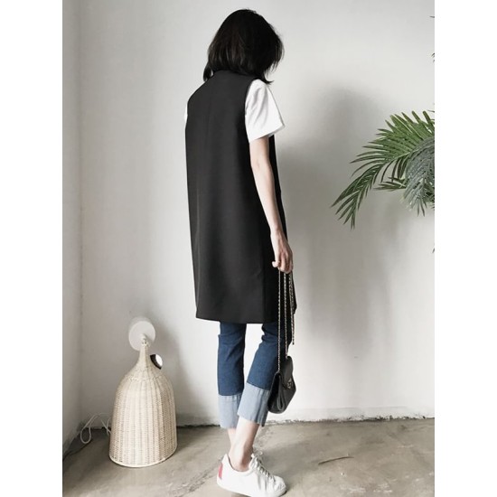 Casual Loose Long Split-Joint Sleeveless Vest Casual Loose Long Split-Joint Sleeveless Vest