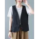 Simple Loose V-Neck Solid Color Vest Simple Loose V-Neck Solid Color Vest