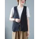 Simple Loose V-Neck Solid Color Vest Simple Loose V-Neck Solid Color Vest