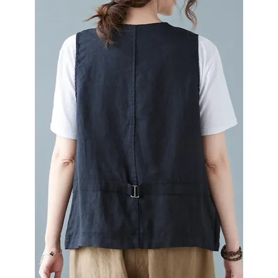 Simple Loose V-Neck Solid Color Vest Simple Loose V-Neck Solid Color Vest