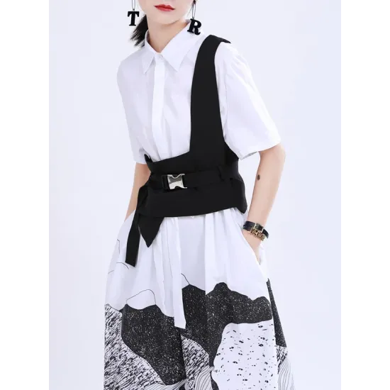 Stylish Belt Buckle Black Vest Stylish Belt Buckle Black Vest