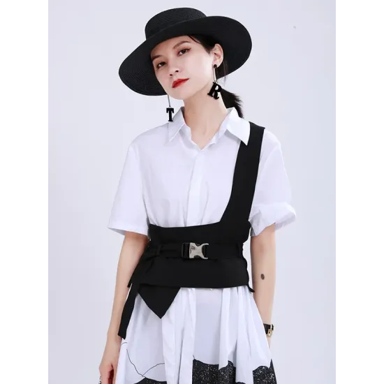 Stylish Belt Buckle Black Vest Stylish Belt Buckle Black Vest